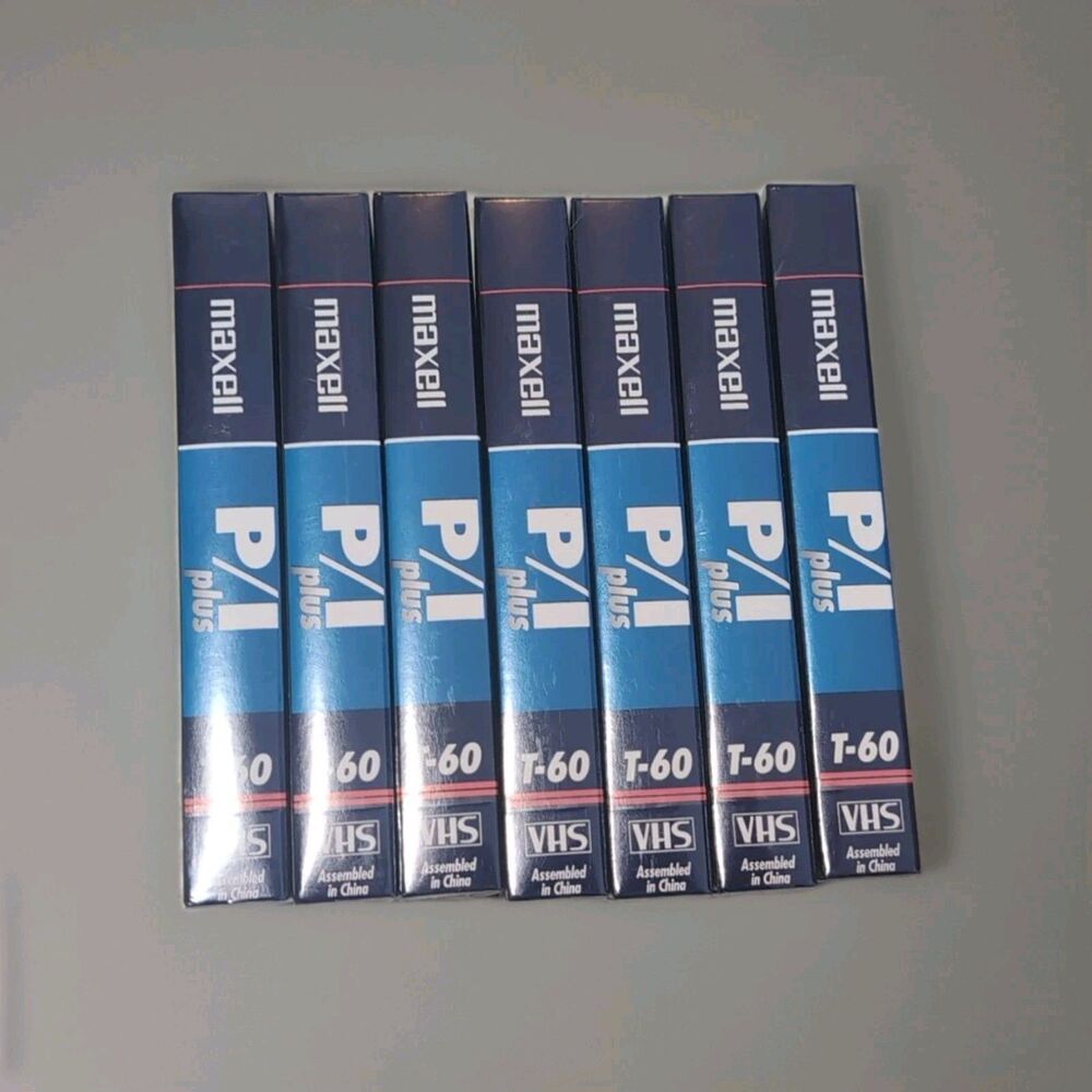 VINTAGE MAXELL VHS BLANK TAPE LOT OF 7 P/I PLUS T- 60 NEW AND SEALED